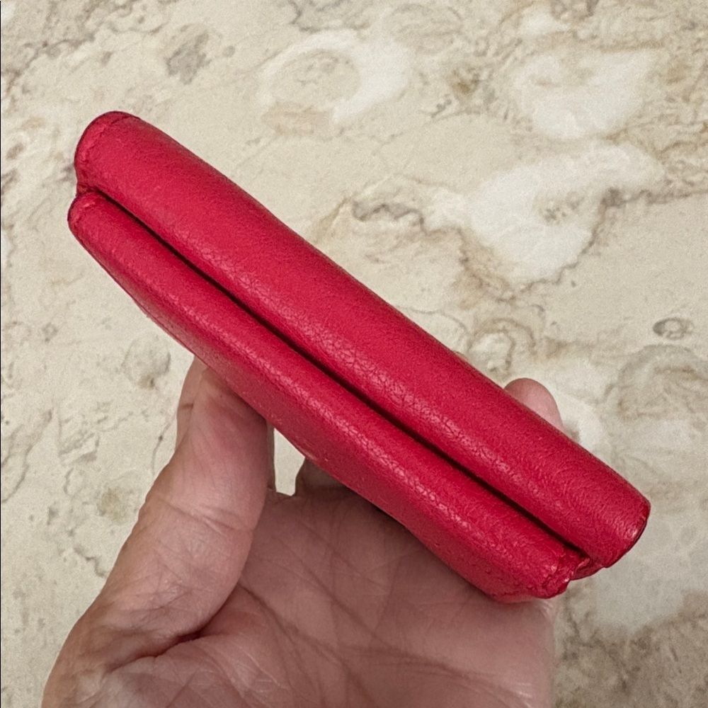 Balenciaga Papier Mini Tri-Fold Wallet Red Leather - Picture 6 of 13